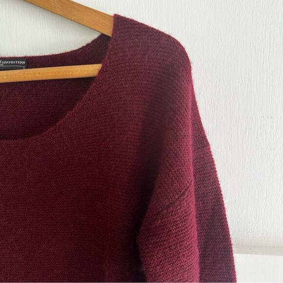 Peruvian Connection Maroon Scoop Neck Cropped Long sleeve Alpaca Sweater Small - Picture 6 of 12